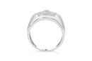 Men's .925 Sterling Silver 1/2 Cttw Multi-Diamond Hexagon Frame Ring (I-J Color, I3 Clarity) - Ring Size 10-3