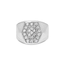 Men's .925 Sterling Silver 1/2 Cttw Multi-Diamond Hexagon Frame Ring (I-J Color, I3 Clarity) - Ring Size 10-1