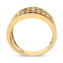 10K Yellow Gold Plated .925 Sterling Silver 1 1/2 Cttw Diamond 4 Row Channel Band Ring (Champagne Color, I2-I3 Clarity) Size 7-7