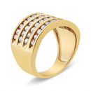 10K Yellow Gold Plated .925 Sterling Silver 1 1/2 Cttw Diamond 4 Row Channel Band Ring (Champagne Color, I2-I3 Clarity) Size 7-8