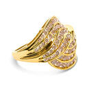 10K Yellow Gold 2.0 Cttw Channel Set Diamond Cocktail Swirl Band Ring (K-L Color, I1-I2 Clarity) - Ring Size 7-6