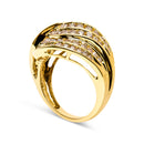 10K Yellow Gold 2.0 Cttw Channel Set Diamond Cocktail Swirl Band Ring (K-L Color, I1-I2 Clarity) - Ring Size 7-8