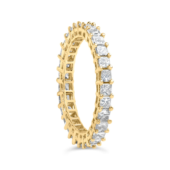 14K Yellow Gold 2.00 Cttw Shared Prong Set Princess Cut Diamond Eternity Band Ring (J-K Color, SI1-SI2 Clarity) - Ring Size 7