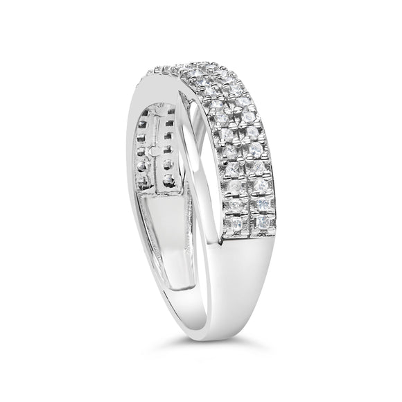 10K White Gold 1/2 Cttw Princess Diamond Split Shank Band Ring