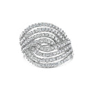 10K White Gold 1 1/2 Cttw Princess Diamond Swirl Design Cocktail Ring-1