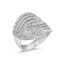 10K White Gold 1 1/2 Cttw Princess Diamond Swirl Design Cocktail Ring-3