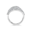 10K White Gold 1 1/2 Cttw Princess Diamond Swirl Design Cocktail Ring-5