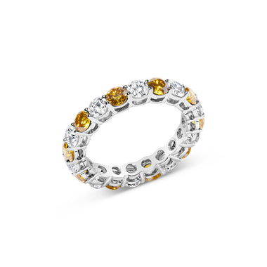14K White Gold 3.00 Cttw Alternating White and Yellow Lab-Grown Diamond Eternity Band Ring (F-G Color, VS1-VS2 Clarity) - Size 6.5 - 0