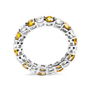 14K White Gold 3.00 Cttw Alternating White and Yellow Lab-Grown Diamond Eternity Band Ring (F-G Color, VS1-VS2 Clarity) - Size 6.5-5