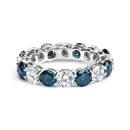 14K White Gold 6 1/4 Cttw Alternating Lab-Grown White and Natural Treated Blue Diamond Eternity Band Ring (F-G Color, VS1-VS2 Clarity)-6