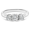 14K White Gold  3/4 Cttw Lab Grown Diamond 3 Stone Ring Band (F-G Color, VS2-SI1 Clarity)- Size 7-6