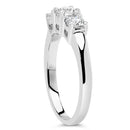 14K White Gold  3/4 Cttw Lab Grown Diamond 3 Stone Ring Band (F-G Color, VS2-SI1 Clarity)- Size 7-9