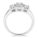 14K White Gold  3/4 Cttw Lab Grown Diamond 3 Stone Ring Band (F-G Color, VS2-SI1 Clarity)- Size 7-10