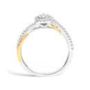 14K Yellow Gold Plated .925 Sterling Silver 1/4 Cttw Diamond Bypass and Halo Promise Ring (I-J Color, I3 Clarity) - Ring Size 7-10