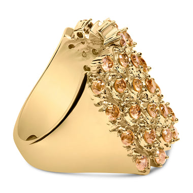 10K Yellow Gold 2.0 Cttw Brown Diamond Mesh Link Cocktail Ring - 0