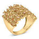 10K Yellow Gold 2.0 Cttw Brown Diamond Mesh Link Cocktail Ring-3