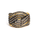 10K Yellow Gold Plated .925 Sterling Silver 1.0 cttw Champagne Diamond Crossover Ring-1
