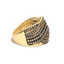 10K Yellow Gold Plated .925 Sterling Silver 1.0 cttw Champagne Diamond Crossover Ring-2