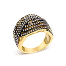 10K Yellow Gold Plated .925 Sterling Silver 1.0 cttw Champagne Diamond Crossover Ring-3