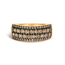 10K Yellow Gold Plated .925 Sterling Silver 3/4 cttw Champagne Diamond Band Ring-1