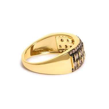 10K Yellow Gold Plated .925 Sterling Silver 3/4 cttw Champagne Diamond Band Ring - 0