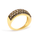 10K Yellow Gold Plated .925 Sterling Silver 3/4 cttw Champagne Diamond Band Ring-3