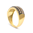 10K Yellow Gold Plated .925 Sterling Silver 3/4 cttw Champagne Diamond Band Ring-4