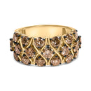 10K Yellow Gold Plated .925 Sterling Silver 3.0 Cttw Champagne Diamond Multi Lattice Band Ring - Size 7-1