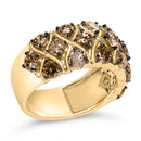 10K Yellow Gold Plated .925 Sterling Silver 3.0 Cttw Champagne Diamond Multi Lattice Band Ring - Size 7-3