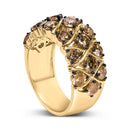 10K Yellow Gold Plated .925 Sterling Silver 3.0 Cttw Champagne Diamond Multi Lattice Band Ring - Size 7-4
