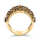 10K Yellow Gold Plated .925 Sterling Silver 3.0 Cttw Champagne Diamond Multi Lattice Band Ring - Size 7-5