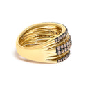 10K Yellow Gold Plated Sterling Silver 1.00 Cttw Champagne Diamond Multi Layer Band Ring-2