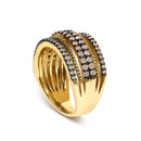 10K Yellow Gold Plated Sterling Silver 1.00 Cttw Champagne Diamond Multi Layer Band Ring-4