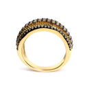 10K Yellow Gold Plated Sterling Silver 1.00 Cttw Champagne Diamond Multi Layer Band Ring-5