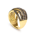 10K Yellow Gold Plated .925 Sterling Silver 1.0 cttw Champagne Diamond Highway Ring-4