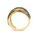 10K Yellow Gold Plated .925 Sterling Silver 1.0 cttw Champagne Diamond Highway Ring-5