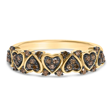 10K Yellow Gold Plated .925 Sterling Silver 1/3 cttw Natural Diamond Band Ring - Size 7