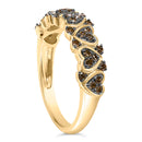 10K Yellow Gold Plated .925 Sterling Silver 1/3 cttw Natural Diamond Band Ring - Size 7-4