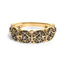 10K Yellow Gold Plated .925 Sterling Silver 3/8 Cttw Champagne Diamond Lattice Work Band Ring - Size 7-1