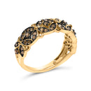 10K Yellow Gold Plated .925 Sterling Silver 3/8 Cttw Champagne Diamond Lattice Work Band Ring - Size 7-3