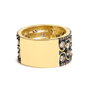 10K Yellow Gold Plated Sterling Silver 2-1/2 Cttw Champagne Diamond Wavy Band Ring-2