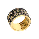 10K Yellow Gold Plated Sterling Silver 2-1/2 Cttw Champagne Diamond Wavy Band Ring-3