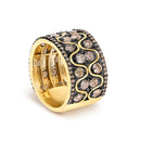 10K Yellow Gold Plated Sterling Silver 2-1/2 Cttw Champagne Diamond Wavy Band Ring-4