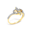 14K Yellow Gold Plated .925 Sterling Silver 1/4 Cttw Diamond Fleur-de-Lis Ring-3