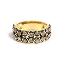 10K Yellow Gold Plated Sterling Silver 1 1/2 Cttw Brown Diamond Scalloped Band Ring-1