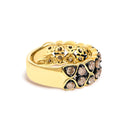 10K Yellow Gold Plated Sterling Silver 1 1/2 Cttw Brown Diamond Scalloped Band Ring-2