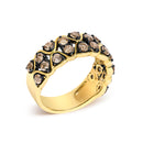 10K Yellow Gold Plated Sterling Silver 1 1/2 Cttw Brown Diamond Scalloped Band Ring-3