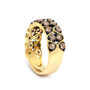 10K Yellow Gold Plated Sterling Silver 1 1/2 Cttw Brown Diamond Scalloped Band Ring-4