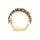 10K Yellow Gold Plated Sterling Silver 1 1/2 Cttw Brown Diamond Scalloped Band Ring-5