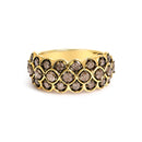 10K Yellow Gold Plated Sterling Silver 1.0 Cttw Brown Diamond Scalloped Motif Band Ring-1